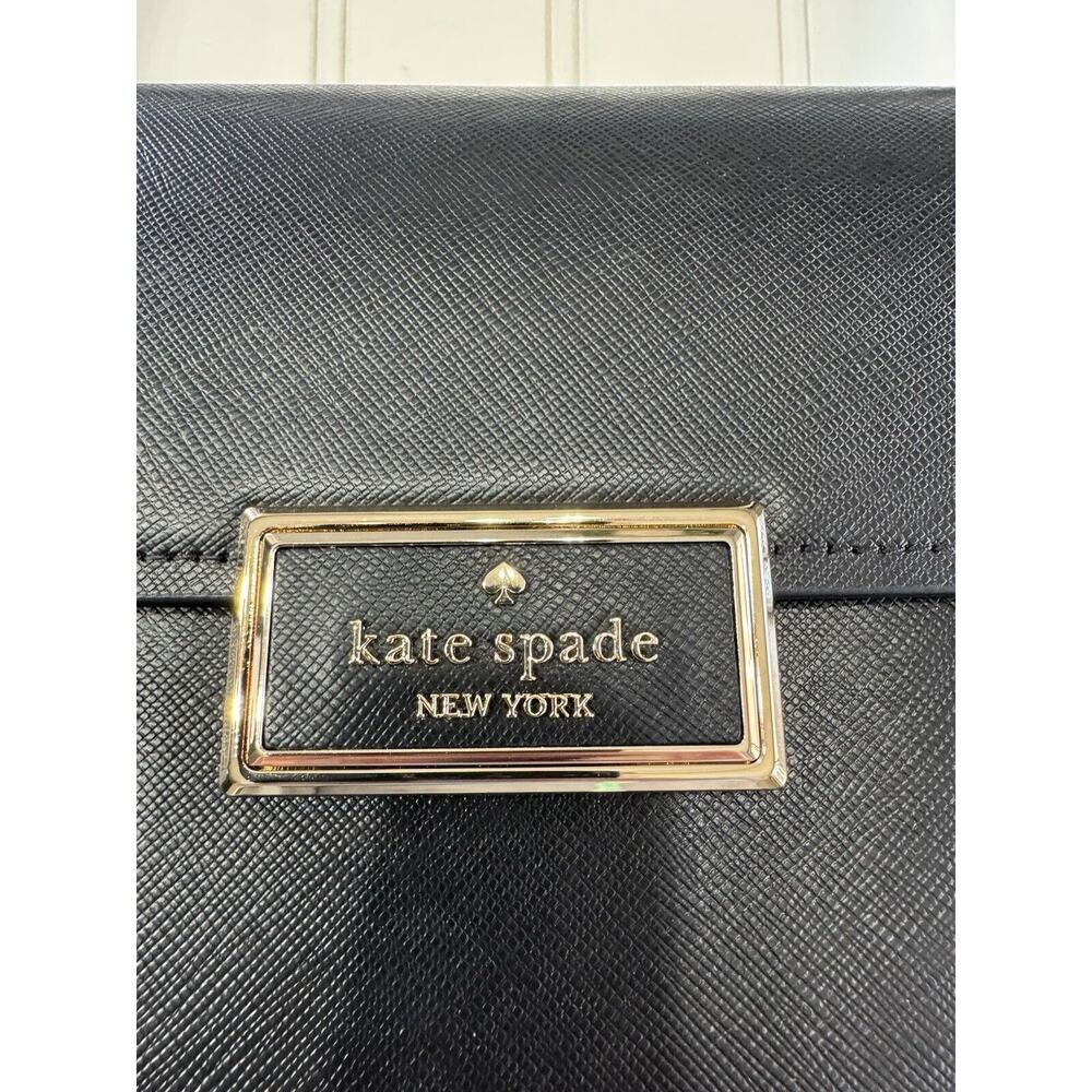 Kate Spade Reegan Saddle Bag Crossbody Black Leather Convertible Bag NWT $400 - Picture 2 of 7